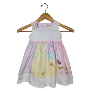 Youngland Pastel Butterfly Flower Embroidery Toddler Sleeveless Dress Size 3T